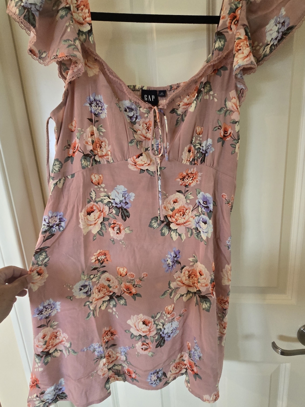 GAP Floral Pink Lace-Trim Mini Dress - Picture 2 of 5